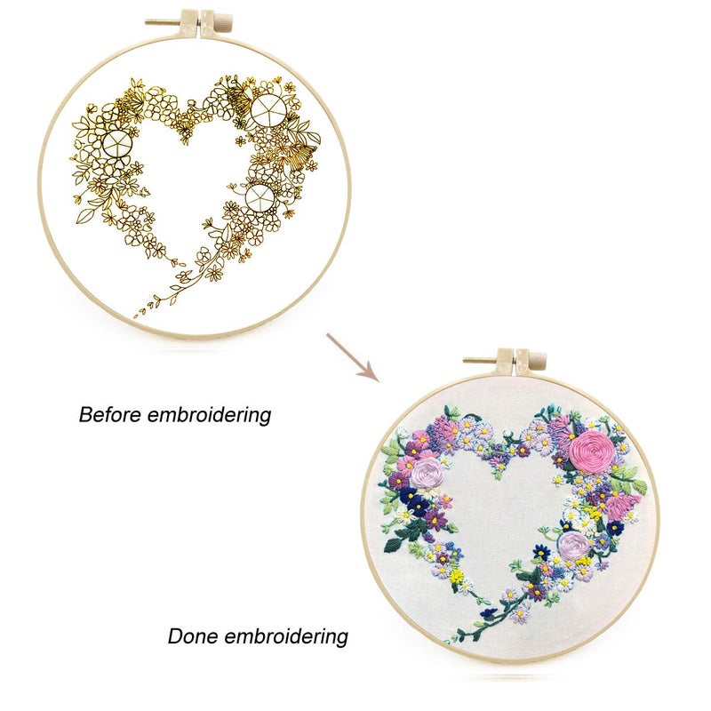 Maydear Embroidery Kit for Beginners Patterns Punch Needle Kit,Cross Stitch Kits,French Stamped Embroidery Starter Kit Adults Including Embroidery Hoop Color Threads and Embroidery Scissors - Image 2